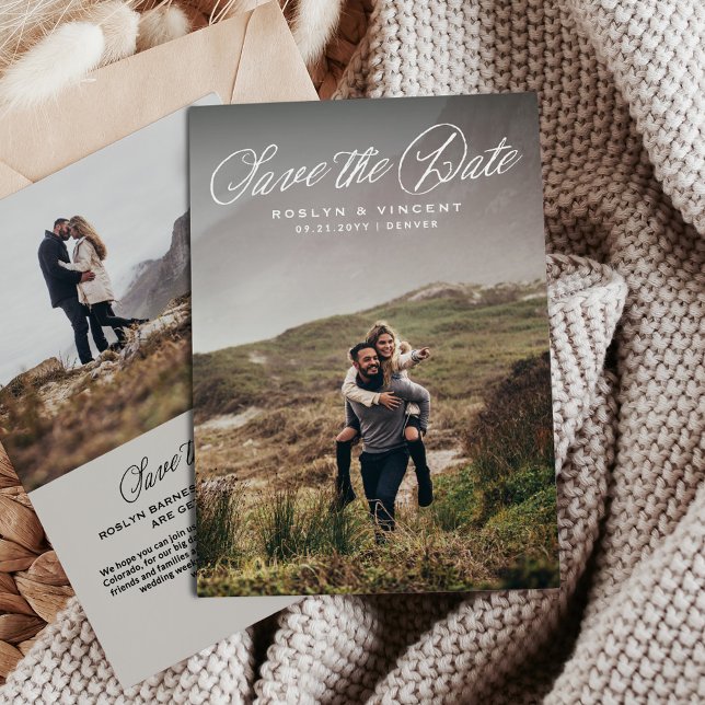 Faire-part de mariage simple à deux photos en écri (Créateur téléchargé)