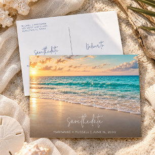 Faire-part de mariage simple à la plage à petit bu