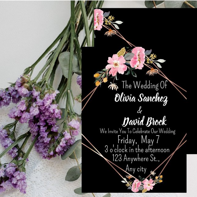 Faire-part de mariage simple blanc et noir moderne (Créateur téléchargé)