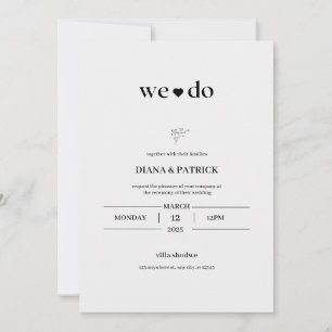 Faire-part de mariage simple blanche et noire