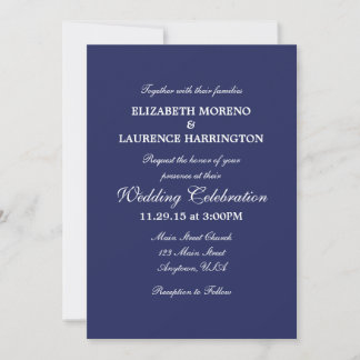 Faire-part de mariage simple bleu marine