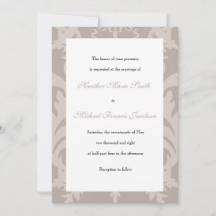 Faire-part de mariage simple Damask Taupe