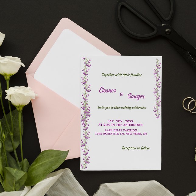 Faire-part de mariage simple de fleurs violettes c (Créateur téléchargé)
