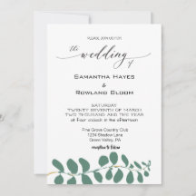 Faire-part de mariage simple d'eucalyptus