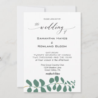 Faire-part de mariage simple d'eucalyptus