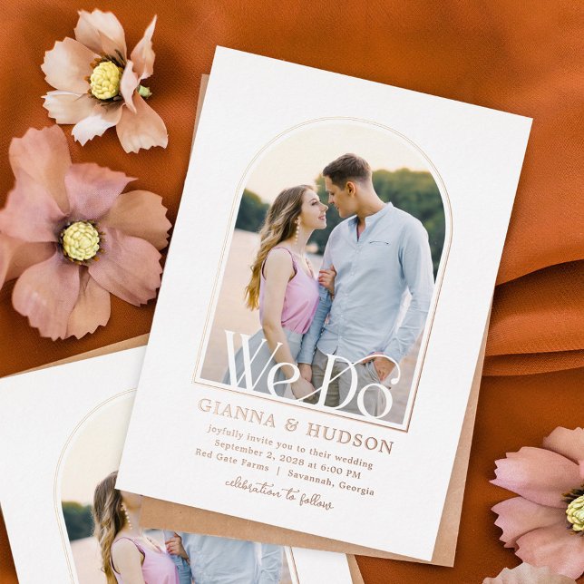 Faire-part de mariage simple en aluminium à arche  (Can be customized to any color to match your theme.)