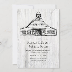 Faire-Part de Mariage Simple en Bois de Grange de 