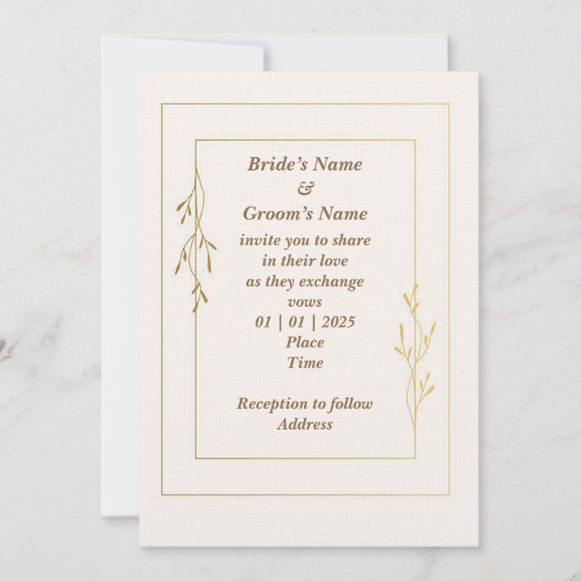 Faire-part de mariage simple et classique (Devant)