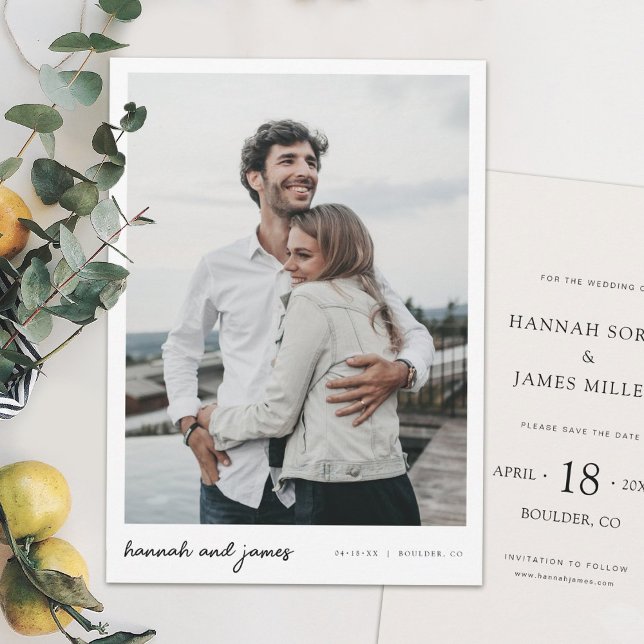Faire-part de mariage simple et élégant avec photo (Créateur téléchargé)