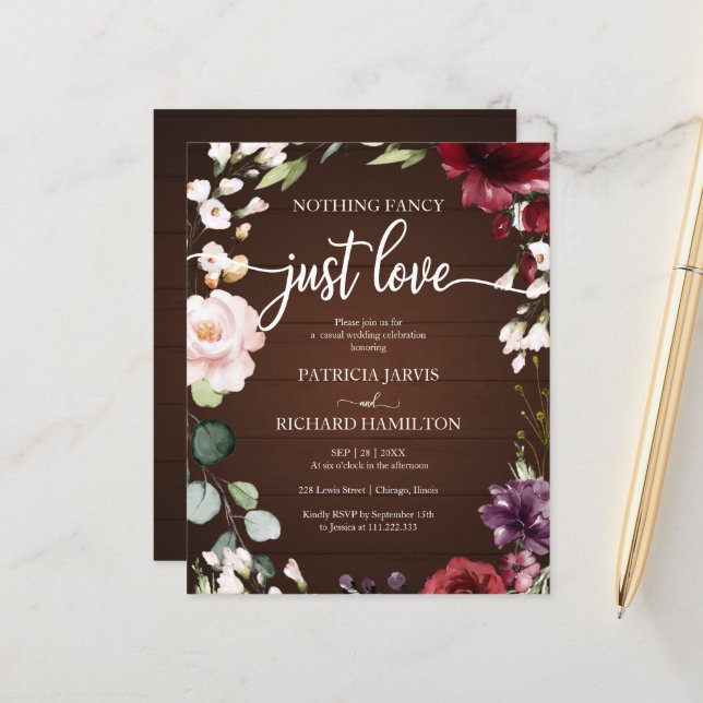 Faire-Part de Mariage Simple et Pas Cher (Devant/Arrière en situation)