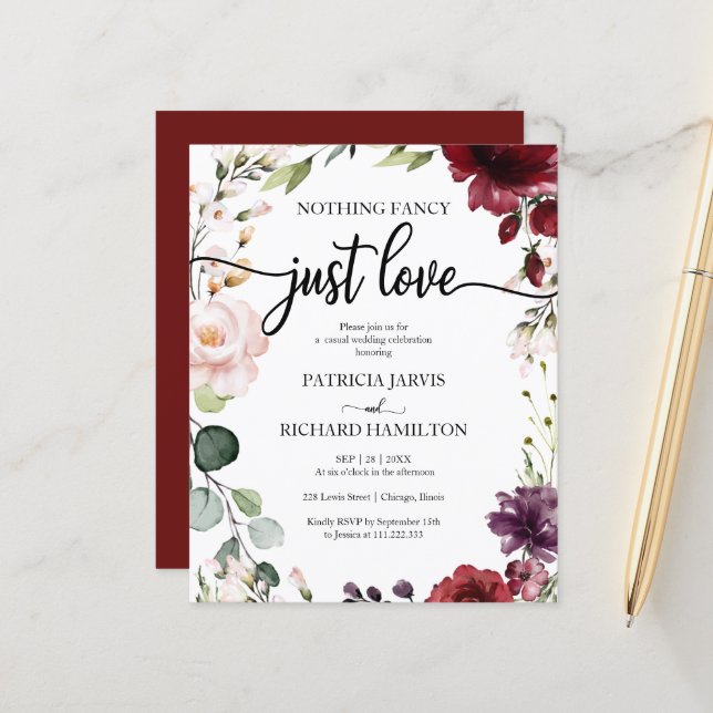 Faire-Part de Mariage Simple et Pas Cher (Devant/Arrière en situation)