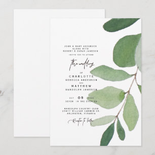 Faire-part de mariage simple Eucalyptus