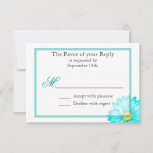 Faire-part de mariage simple Gerber Daisy sarcelle