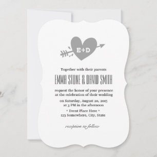 Faire-part de mariage Simple Heart & Arrow Love
