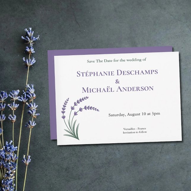 Faire-part de mariage simple lavande pour annoncer (Simple Lavender Wedding Save The Date Invitation)