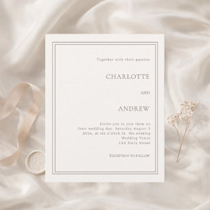 Faire-part de mariage simple luxe ivoire taupe