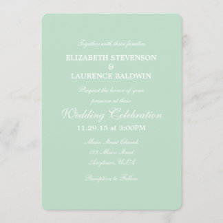 Faire-part de mariage simple Mint Green Plain