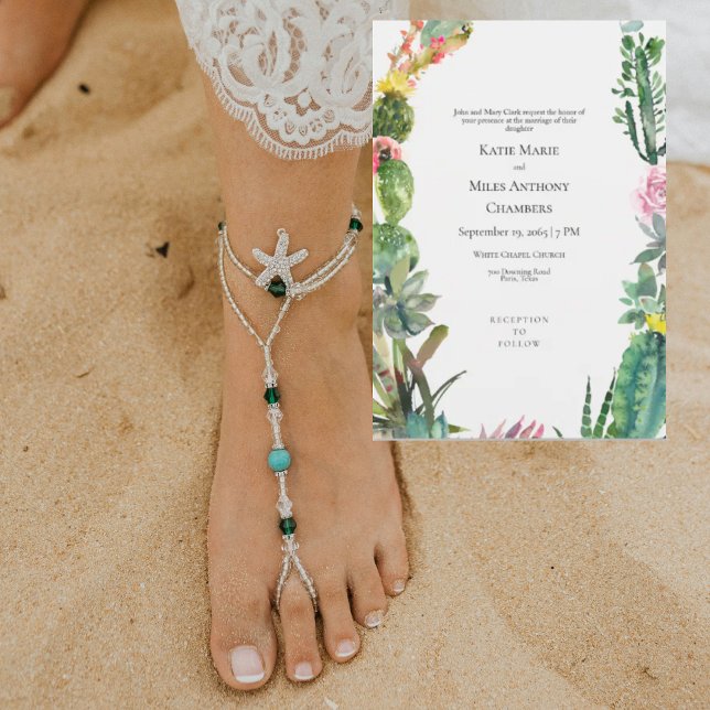 Faire-part de mariage simple moderne cactus succul (Créateur téléchargé)