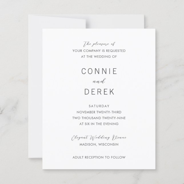 Faire-part de mariage simple moderne et économique (Devant)
