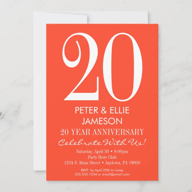 Faire-part de mariage simple moderne orange et bla (Devant)