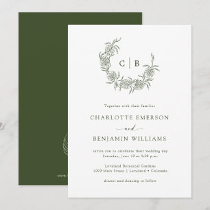 Faire-part de mariage simple monogrammé