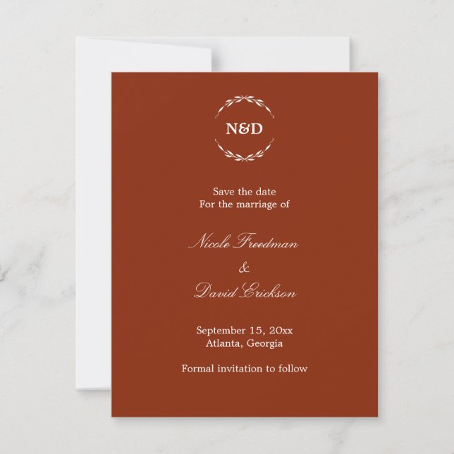 Faire-part de mariage simple monogramme couronne r (Devant)