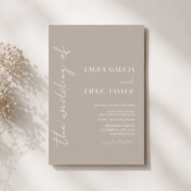 Faire-part de mariage simple neutre beige (Créateur téléchargé)