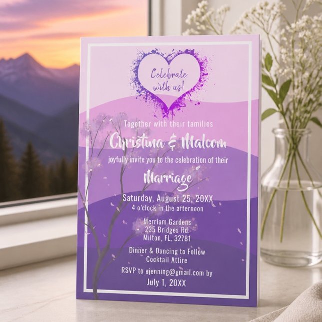 Faire-part de mariage simple Purple Mountains Maje (Créateur téléchargé)