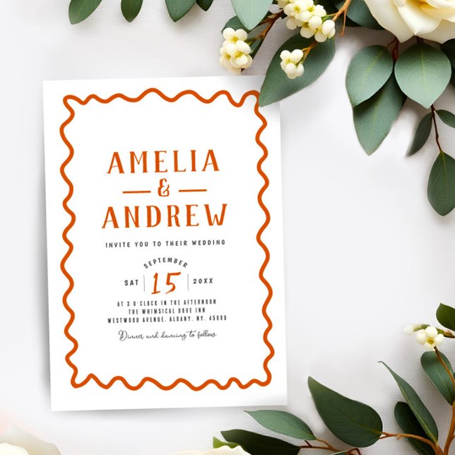 Faire-part de mariage simple rétro Bold Orange (Créateur téléchargé)