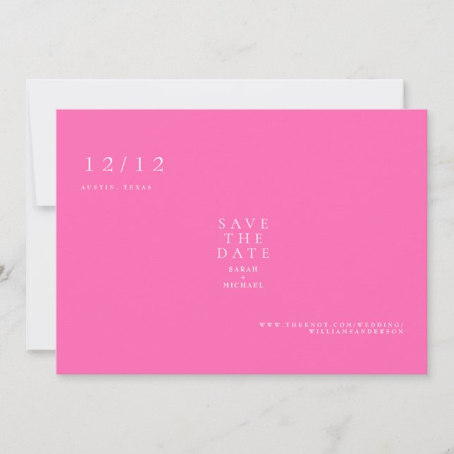 Faire-part de mariage simple texte seulement rose  (Devant)