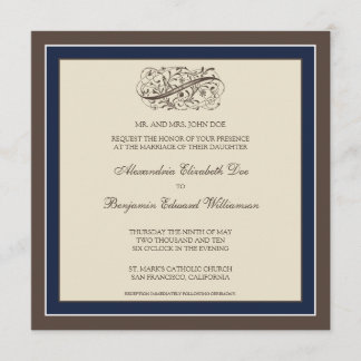 Faire-part de mariage simplement élégant (bleu