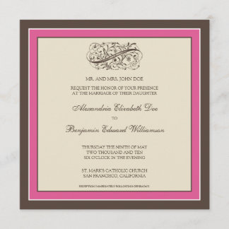 Faire-part de mariage simplement élégant (fuschia)
