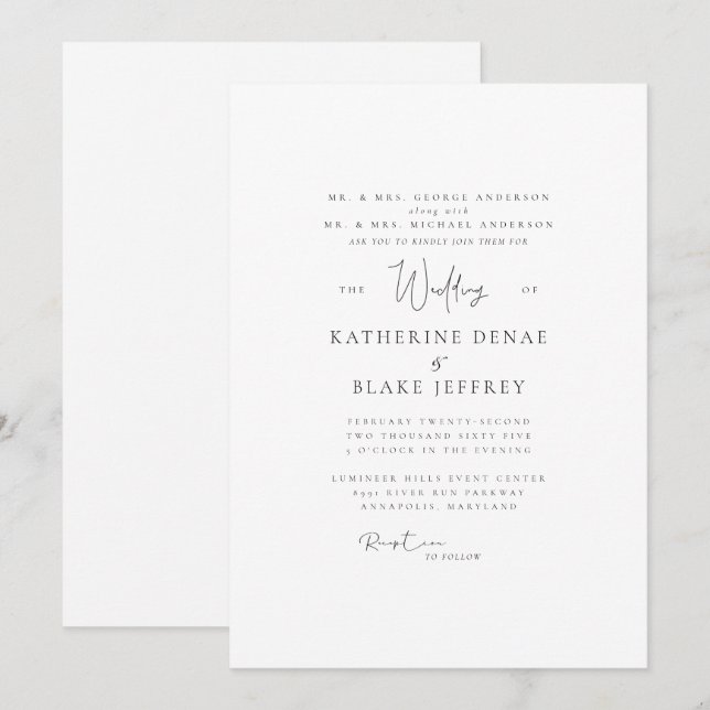 Faire-part de mariage simplement élégant pour les  (Devant / Derrière)