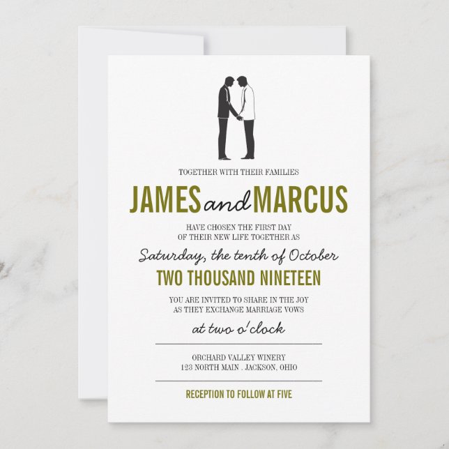 Faire-part de mariage simples en silhouettes (Devant)