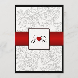 Faire-part de mariage snob de Bohème rouge blanc