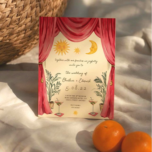 Faire-part de mariage soleil et lune peints à la m (Créateur téléchargé)