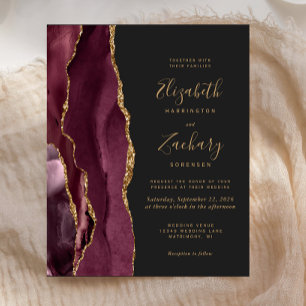 Faire-part de mariage sombre en agate dorée de Bou