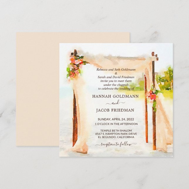 Faire-Part de Mariage sous la Chuppah (Devant / Derrière)