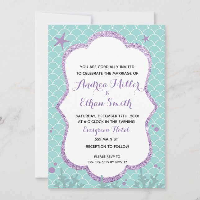 Faire-part de mariage Sous La Plage De La Mer (Devant)