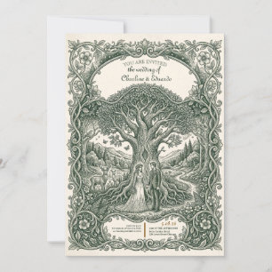 Faire-part de mariage style vintage Forêt de Conte