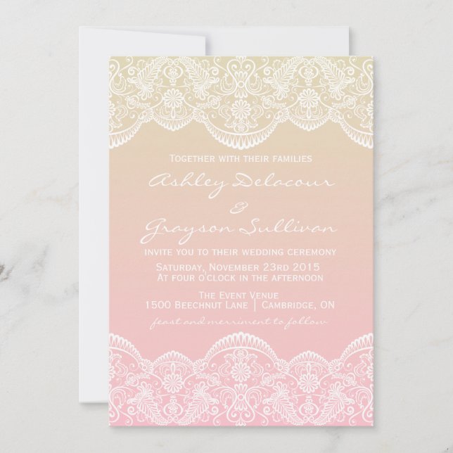 Faire-part de mariage Sunset Motif Ombre Lace (Devant)