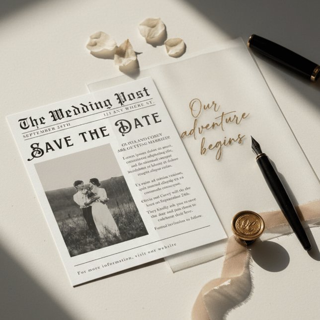 Faire-Part de Mariage sur Journal Ancien pour Sauv (Créateur téléchargé)