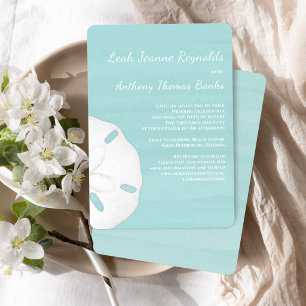 Faire-part de mariage sur la plage aquarelle dolla