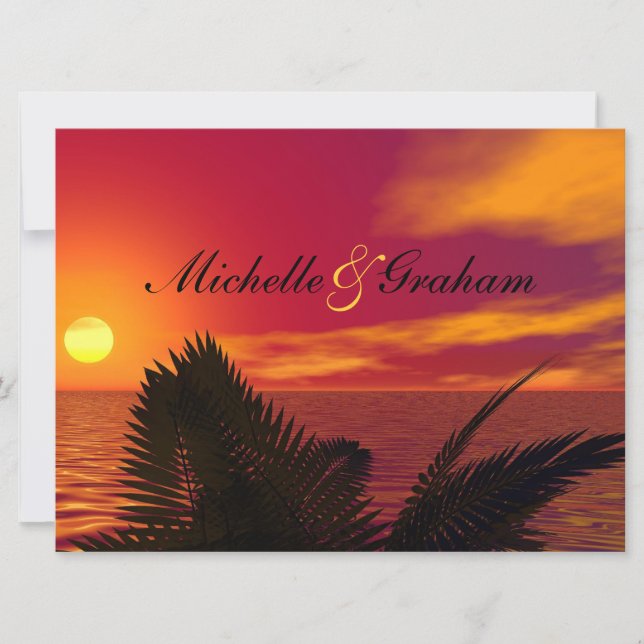 Faire-part de mariage sur la plage au lever du sol (Devant)
