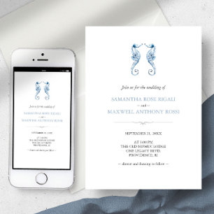 Faire-part de mariage sur la plage avec QR Code Bl