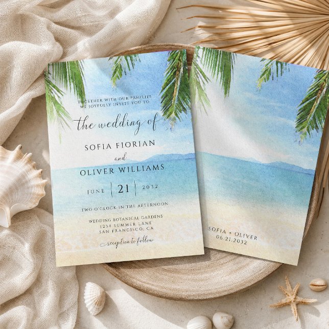Faire-part de mariage sur la plage de l'île tropic (Créateur téléchargé)