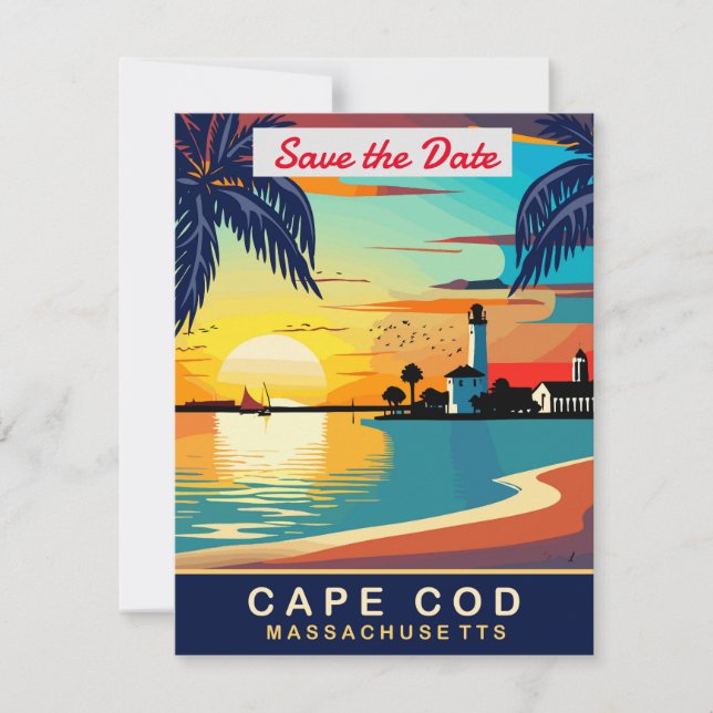 Faire-part de mariage sur la plage du Cap Cod Mass (Devant)