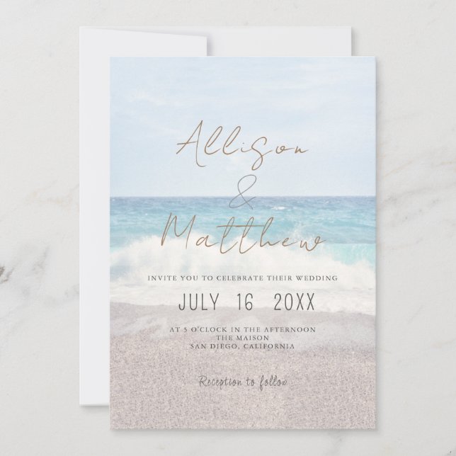 Faire-part de mariage sur la plage Mariage au bord (Devant)
