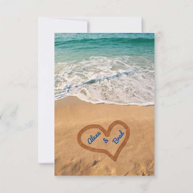 Faire-part de mariage sur la plage 'Noms dans le s (Dos)