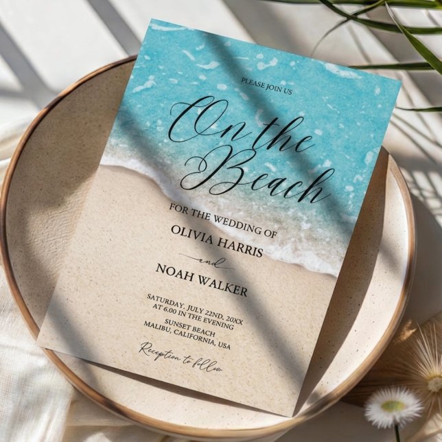 Faire-part de mariage sur la plage Océan Bleu (Créateur téléchargé)